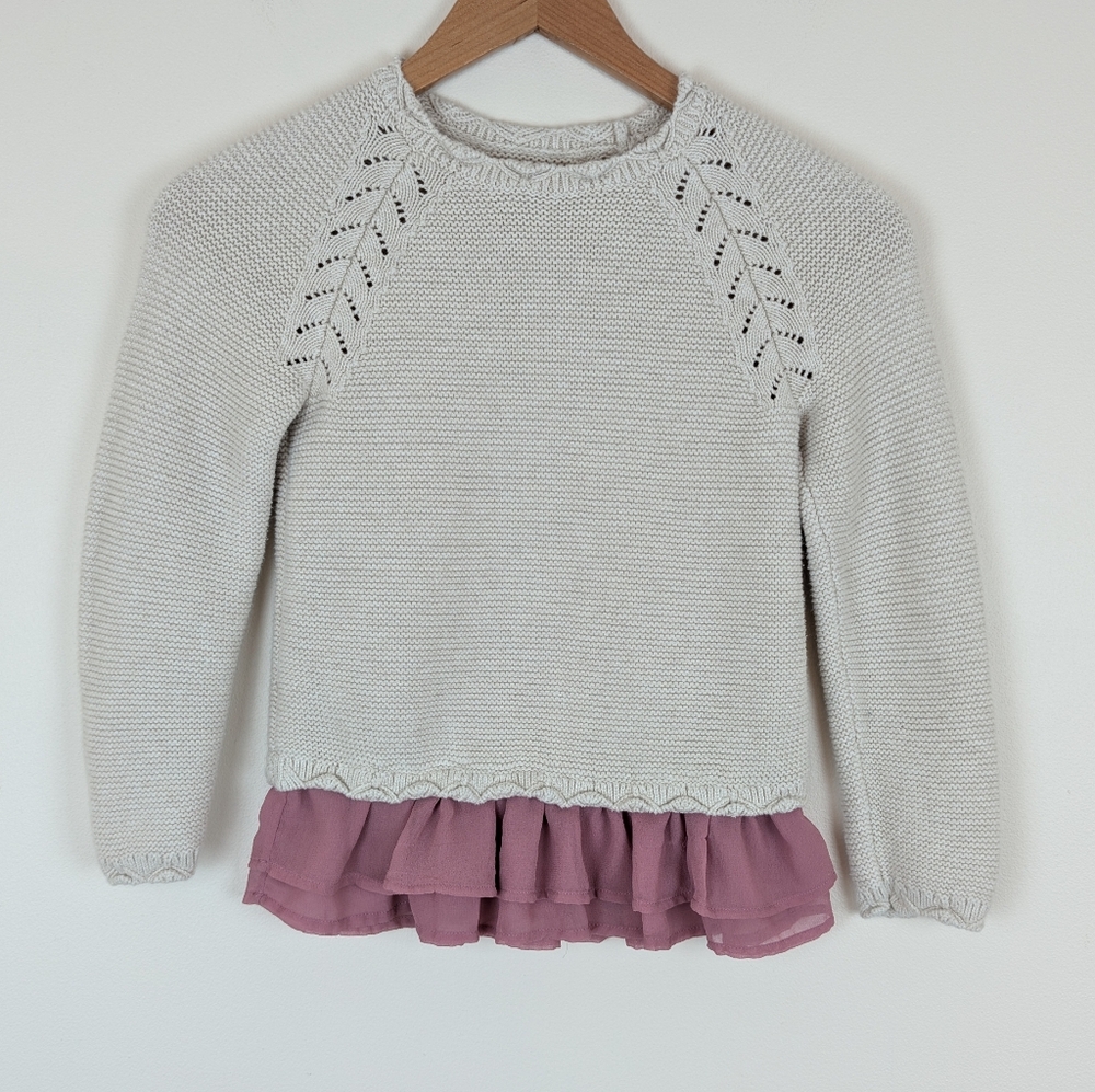 Garnet Hill Kids Organic Cotton Layer Detail Sweater